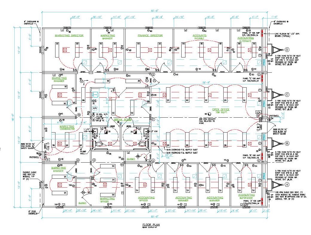 Modular Office Building Floor Plan Custom floor plan for a 4-wide modular office building.