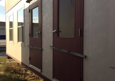 Side view of 28' x 120' modular building classroom