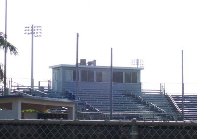 Modular press box for university softball field