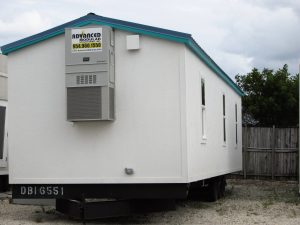 exterior photo of single wide portable office trailer in florida