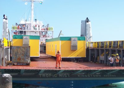 Modular building units being delivered to Nassau, Bahamas